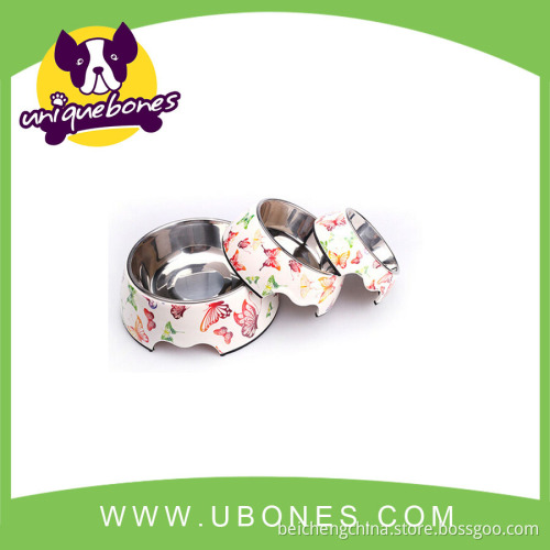 Stainless steel bone colored drawing bowl cat dog bowl